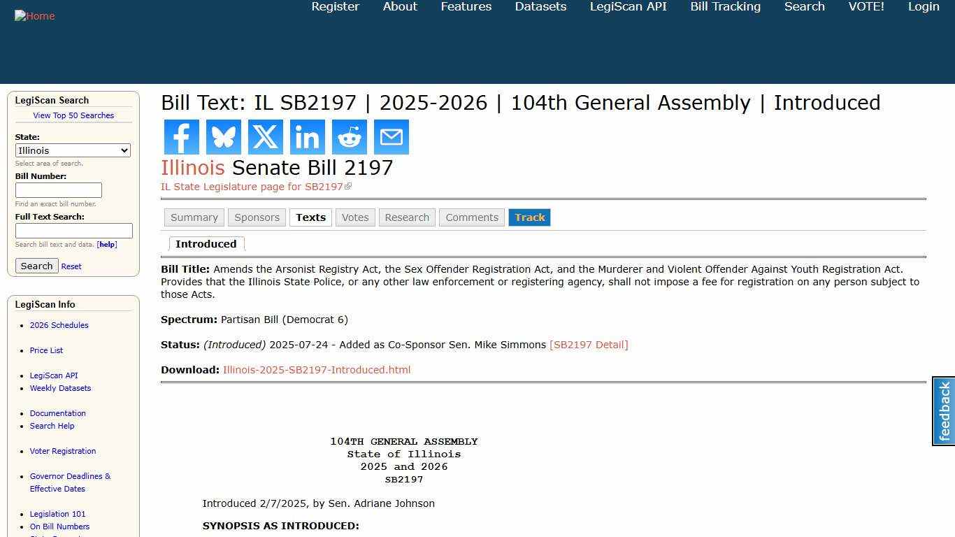 Bill Text: IL SB2197 | 2025-2026 | 104th General Assembly | Introduced | LegiScan